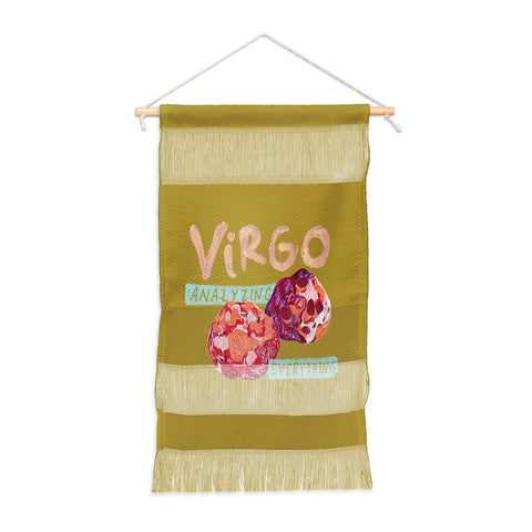 H Miller Ink Illustration Virgo Perfection in Mustard Yellow Wall Hanging Portrait