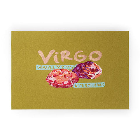H Miller Ink Illustration Virgo Perfection in Mustard Yellow Welcome Mat