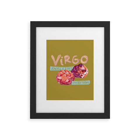 H Miller Ink Illustration Virgo Perfection in Mustard Yellow Framed Art Print