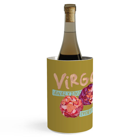 H Miller Ink Illustration Virgo Perfection in Mustard Yellow Wine Chiller