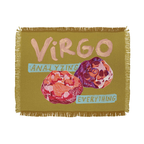 H Miller Ink Illustration Virgo Perfection in Mustard Yellow Throw Blanket