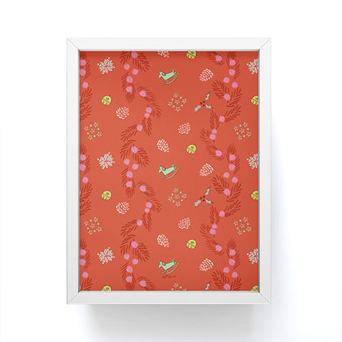 H Miller Ink Illustration Whimsical Tiny Toys Pine Framed Mini Art Print