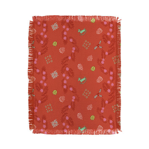 H Miller Ink Illustration Whimsical Tiny Toys Pine Throw Blanket