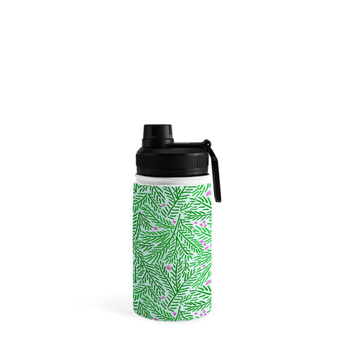 H Miller Ink Illustration Winter Berries Pine Branches Water Bottle