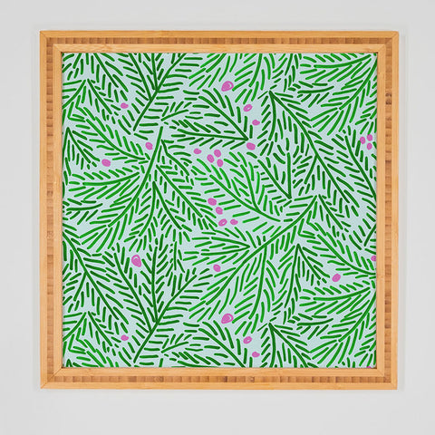 H Miller Ink Illustration Winter Berries Pine Branches Framed Wall Art