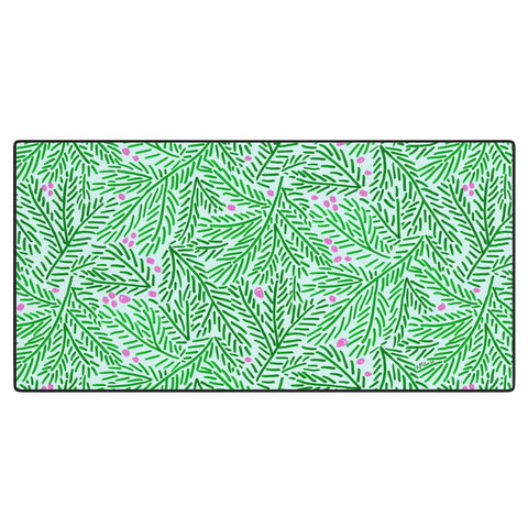 H Miller Ink Illustration Winter Berries Pine Branches Desk Mat