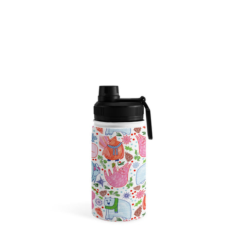 H Miller Ink Illustration Winter Forest Woodland Animals Water Bottle