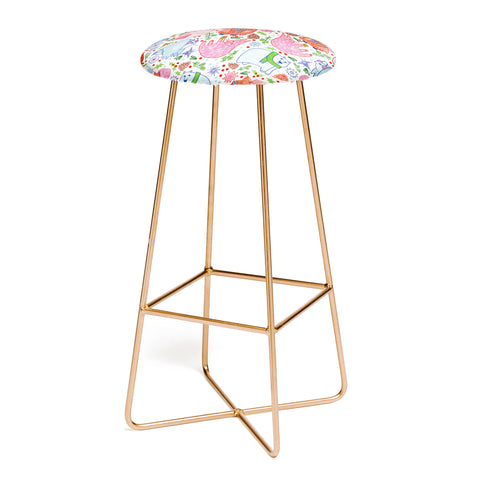 H Miller Ink Illustration Winter Forest Woodland Animals Bar Stool