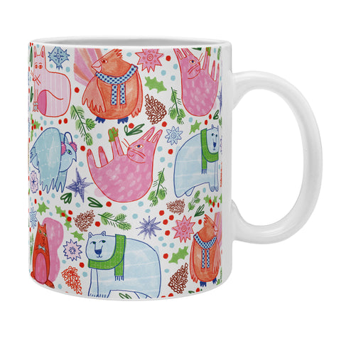 H Miller Ink Illustration Winter Forest Woodland Animals Coffee Mug