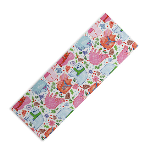 H Miller Ink Illustration Winter Forest Woodland Animals Yoga Mat