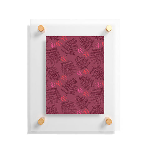 H Miller Ink Illustration Winter Woodsy Pine Trees Red Floating Acrylic Print