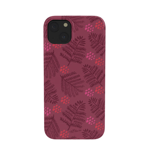 H Miller Ink Illustration Winter Woodsy Pine Trees Red Phone Case