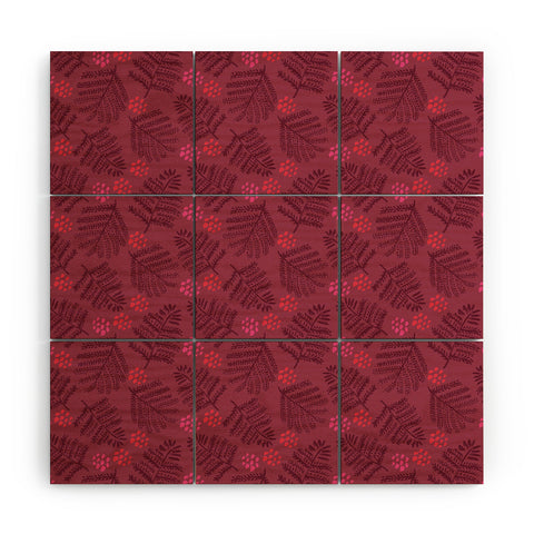 H Miller Ink Illustration Winter Woodsy Pine Trees Red Wood Wall Mural