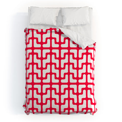 Hadley Hutton Lattice Jags Red Duvet Cover