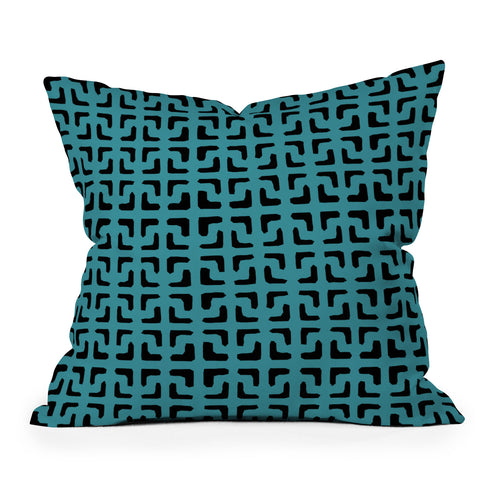 Hadley Hutton Lattice Pieces Teal Outdoor Throw Pillow