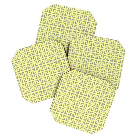 Hadley Hutton Lattice Pieces Yellow Coaster Set