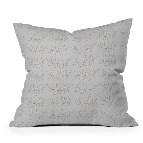 Hadley Hutton Leaf Scallops Grey Outdoor Throw Pillow