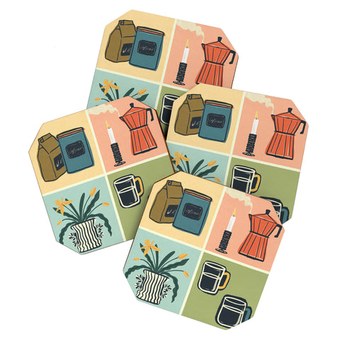haleyum Coffee Essentials Still Life Coaster Set