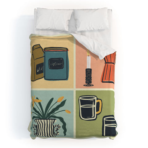 haleyum Coffee Essentials Still Life Duvet Cover