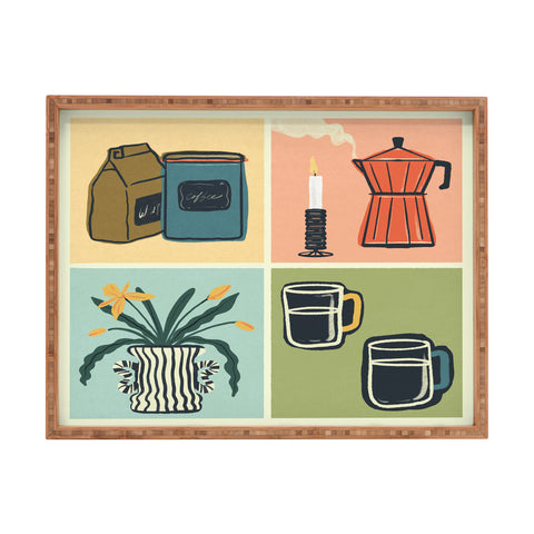 haleyum Coffee Essentials Still Life Rectangular Tray