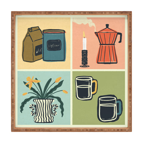 haleyum Coffee Essentials Still Life Square Tray