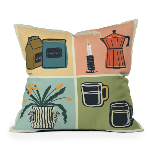 haleyum Coffee Essentials Still Life Throw Pillow