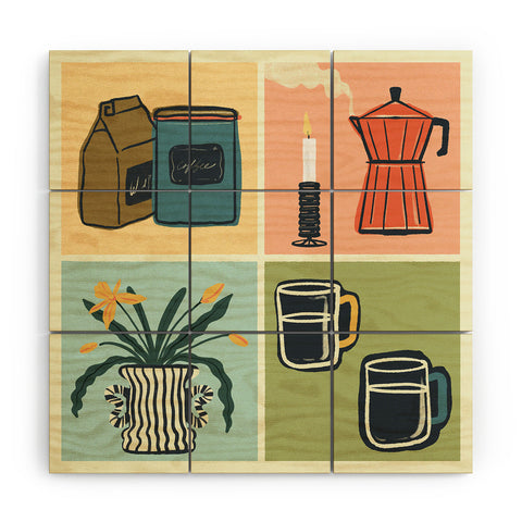 haleyum Coffee Essentials Still Life Wood Wall Mural