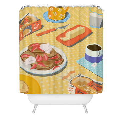 haleyum English Muffins for Breakfast Shower Curtain