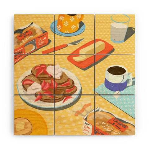 haleyum English Muffins for Breakfast Wood Wall Mural