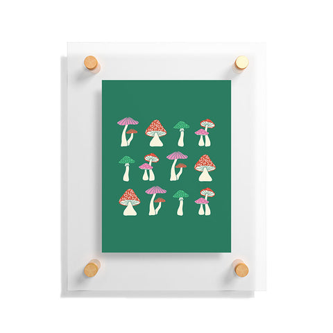 haleyum Festive Mushrooms Floating Acrylic Print