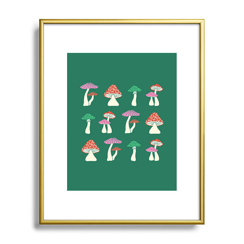 haleyum Festive Mushrooms Metal Framed Art Print