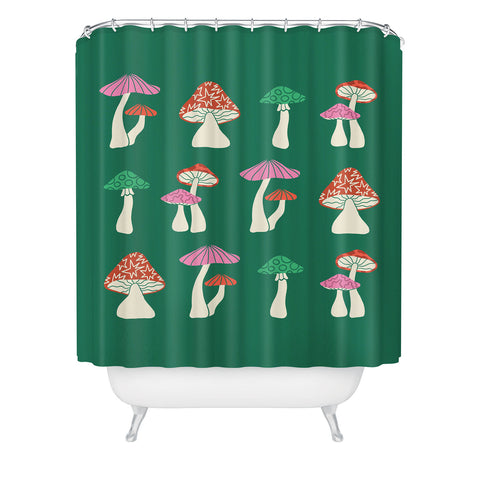 haleyum Festive Mushrooms Shower Curtain