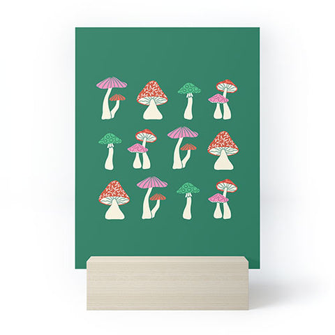 haleyum Festive Mushrooms Mini Art Print