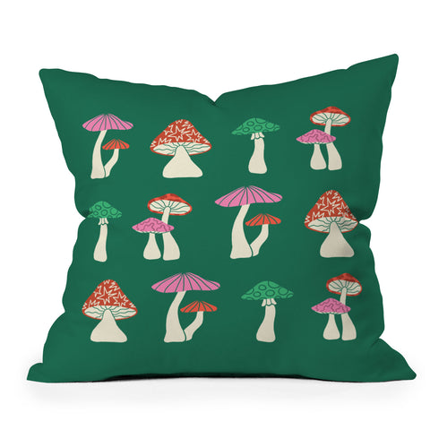 haleyum Festive Mushrooms Throw Pillow