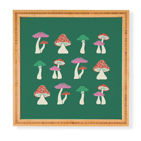 haleyum Festive Mushrooms Framed Wall Art