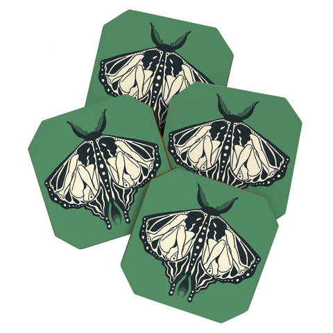 haleyum Green Metamorphosis Coaster Set