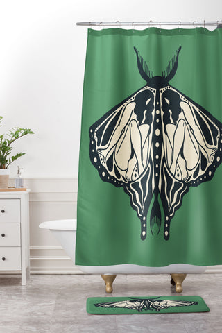 haleyum Green Metamorphosis Shower Curtain And Mat