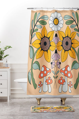 haleyum Kaleidoscope Garden Shower Curtain And Mat