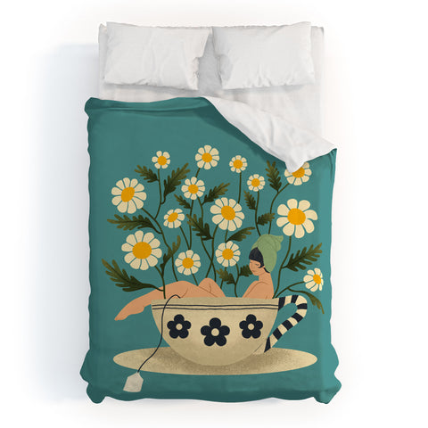 haleyum Lady in a Chamomile Tea Bath Duvet Cover