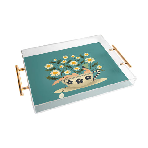 haleyum Lady in a Chamomile Tea Bath Acrylic Tray