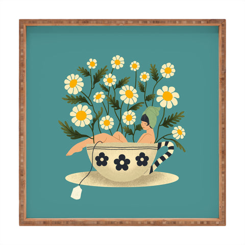 haleyum Lady in a Chamomile Tea Bath Square Tray