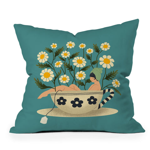 haleyum Lady in a Chamomile Tea Bath Throw Pillow