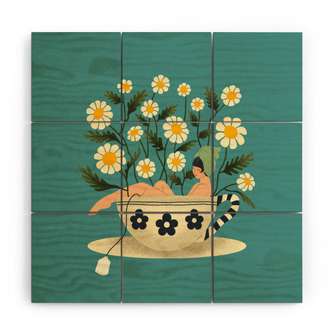 haleyum Lady in a Chamomile Tea Bath Wood Wall Mural