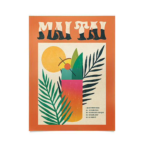 haleyum Mai Tai Vintage Cocktail Recipe Poster