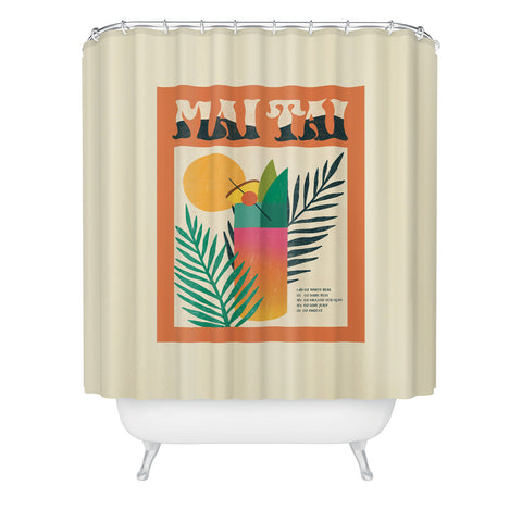 haleyum Mai Tai Vintage Cocktail Recipe Shower Curtain