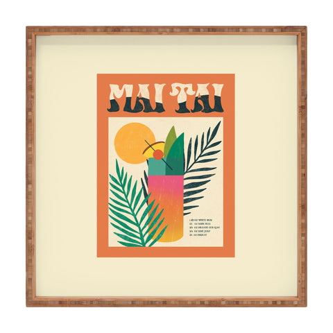 haleyum Mai Tai Vintage Cocktail Recipe Square Tray