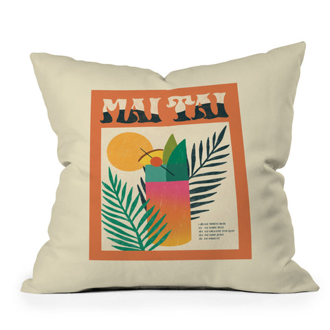 haleyum Mai Tai Vintage Cocktail Recipe Throw Pillow