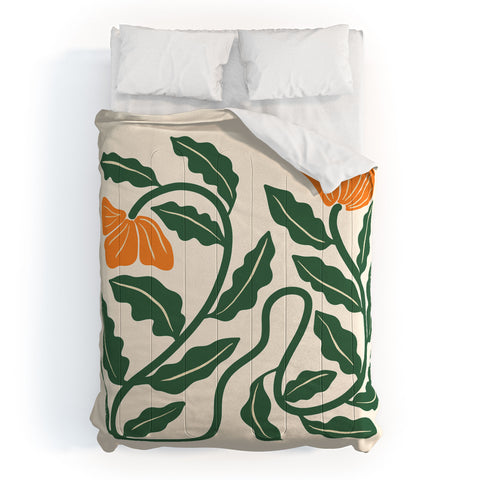 haleyum Midcentury Nasturtium on Vines Comforter