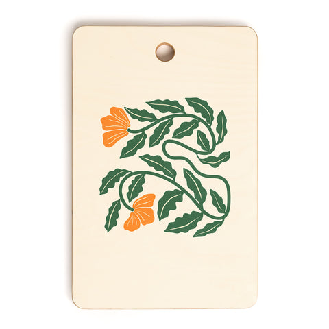 haleyum Midcentury Nasturtium on Vines Cutting Board Rectangle