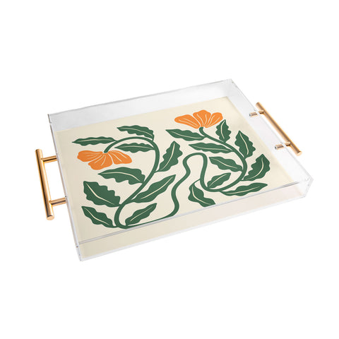 haleyum Midcentury Nasturtium on Vines Acrylic Tray
